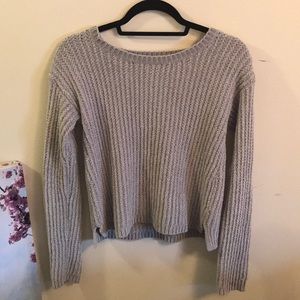 Cozy Fall Grey Velvet Sweater